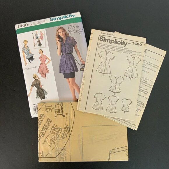 Simplicity 1460 Sewing Pattern Tunic Blouse Sz 6-14 Retro 1950s Style Outfit 201 - Picture 3 of 3